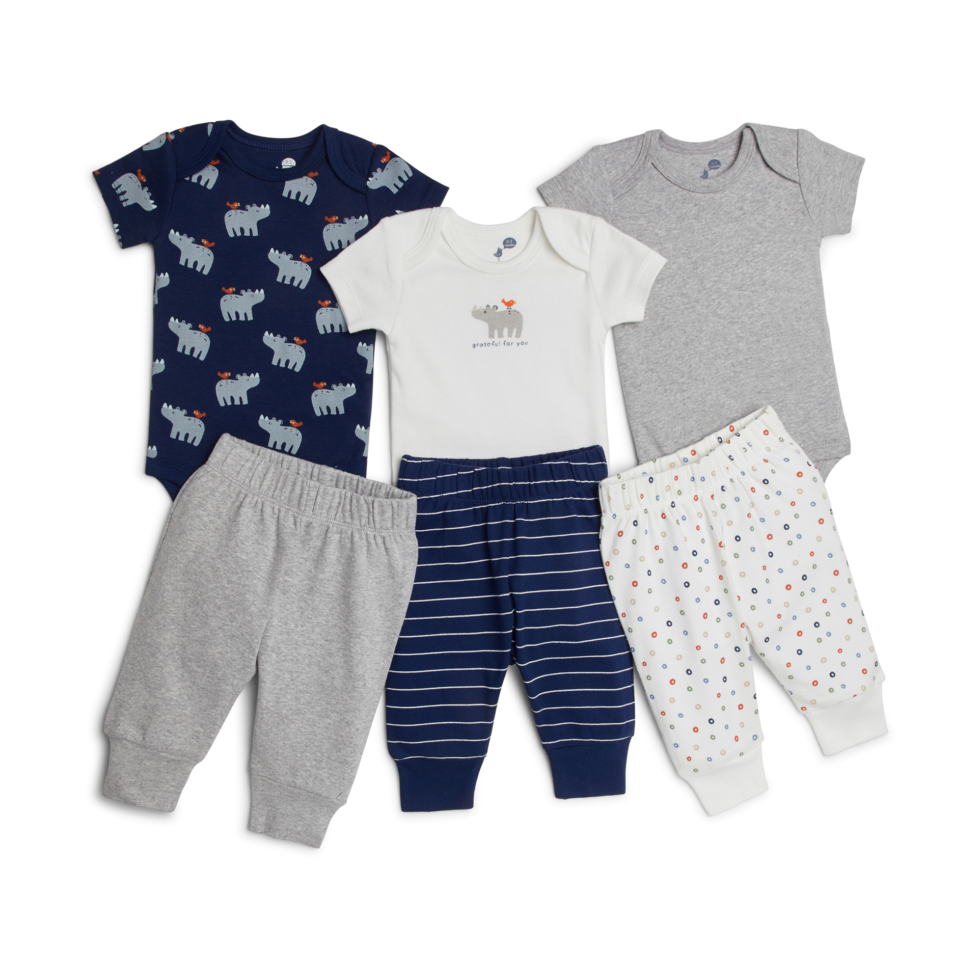 Small Story 6 Piece Set - Rhino And Bird, 3-6 M.