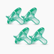 Philips Avent Soothie Orthodontic Baby Pacifiers, 100% Silicone Pacifiers, One Piece, BPA-Free, for Babies 3-18 Months, Green, 4 Pack, Model SCF192/45