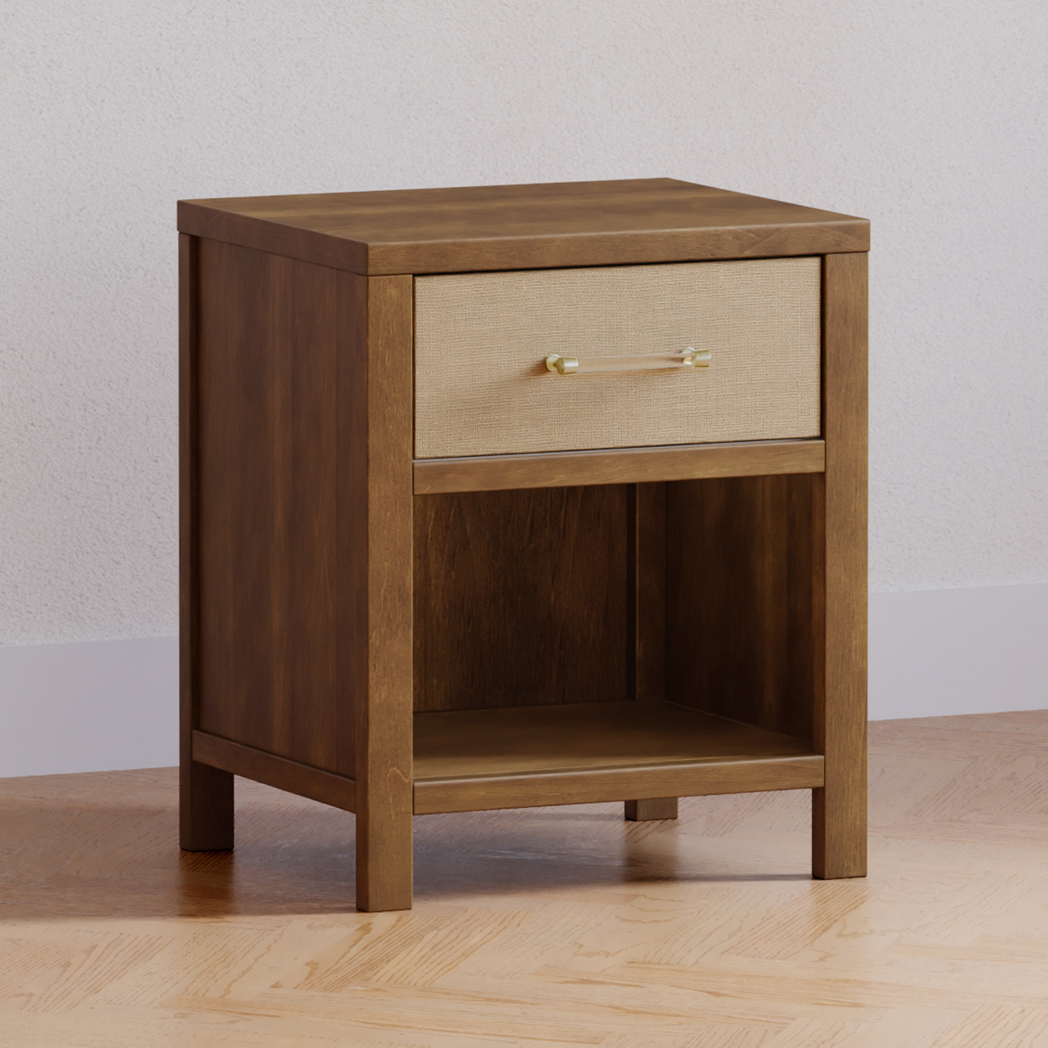 Namesake Eloise Assembled Nightstand - Natural Walnut & Performance Sand Eco-Weave.