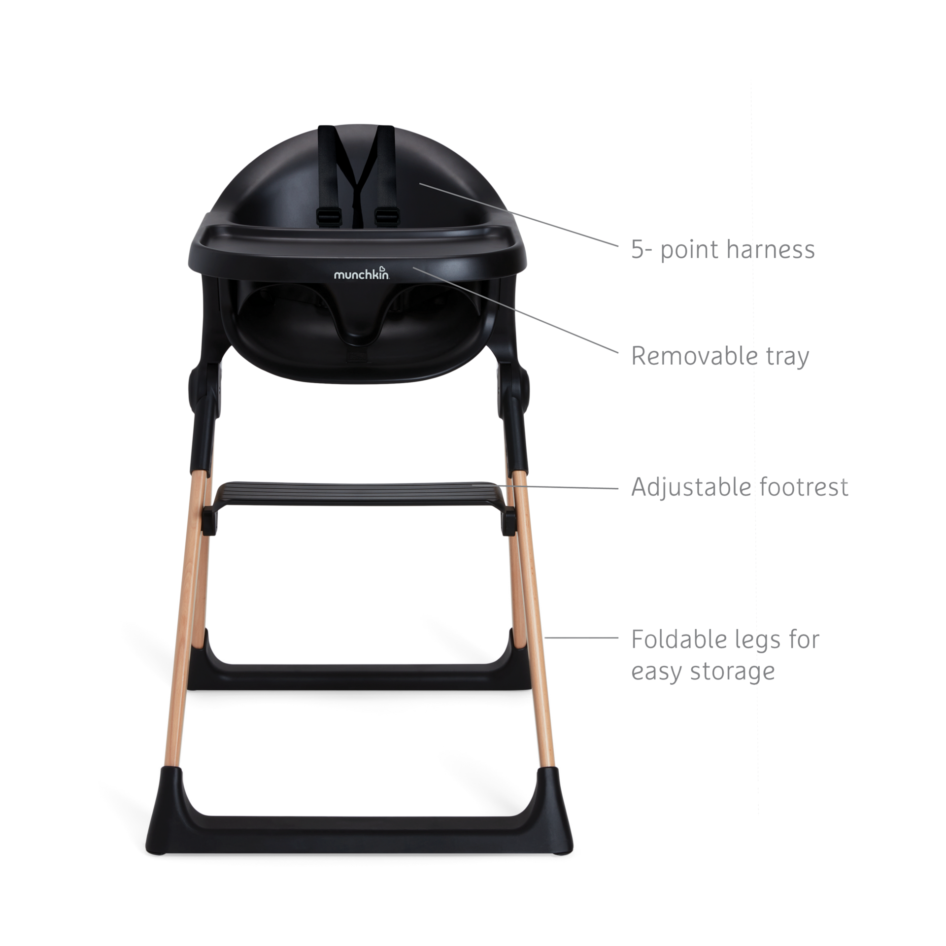 Munchkin Float Easy Clean Foldable High Chair - Black.