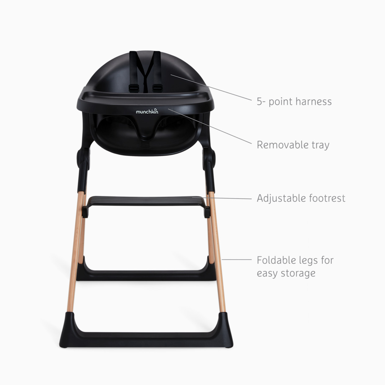 Munchkin Float Easy Clean Foldable High Chair - Black.