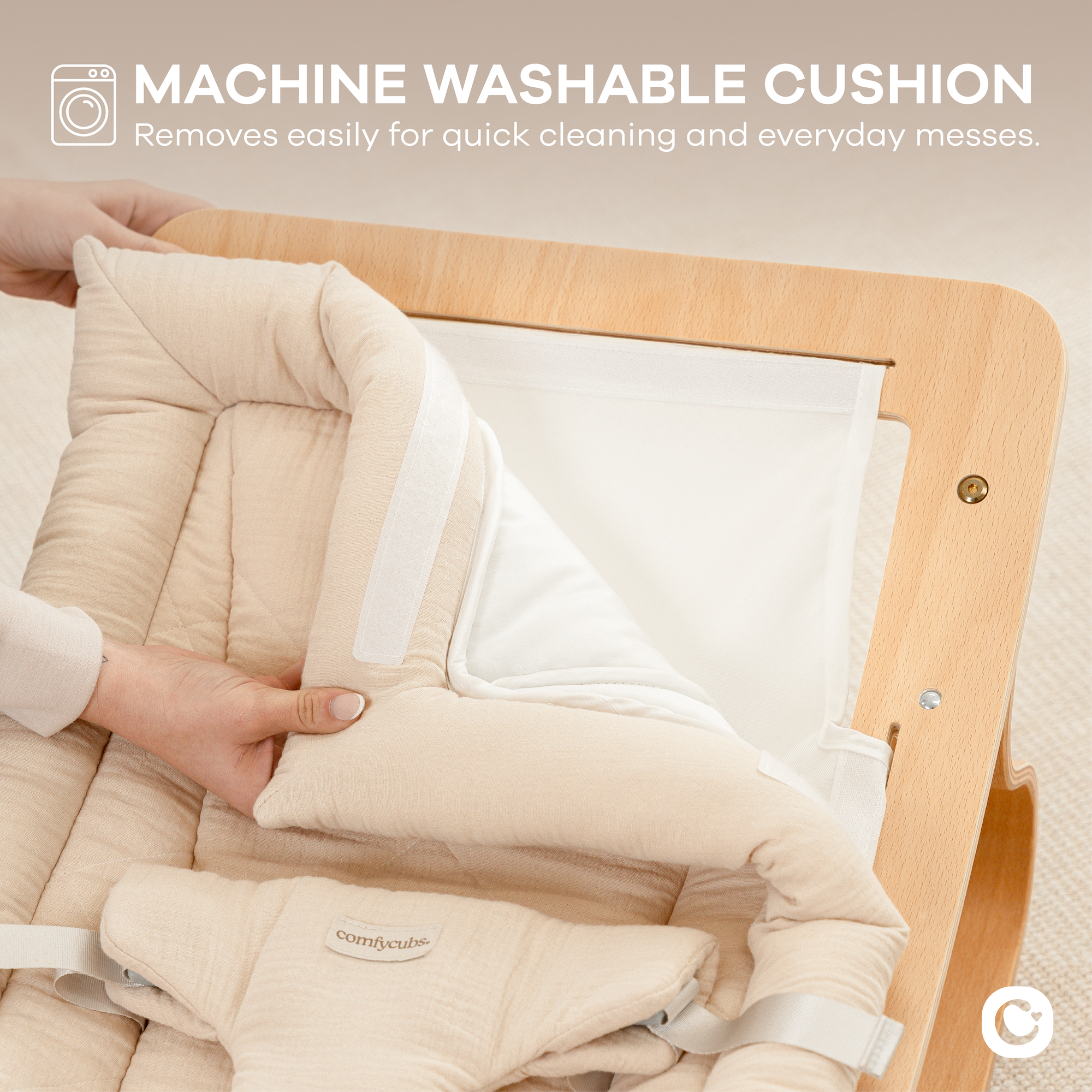 Comfy Cubs Baby Rocker - Sand.
