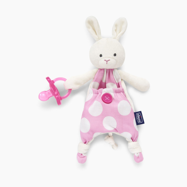 Chicco Pocket Buddies Soft Pacifier Holder - Pink Bunny.
