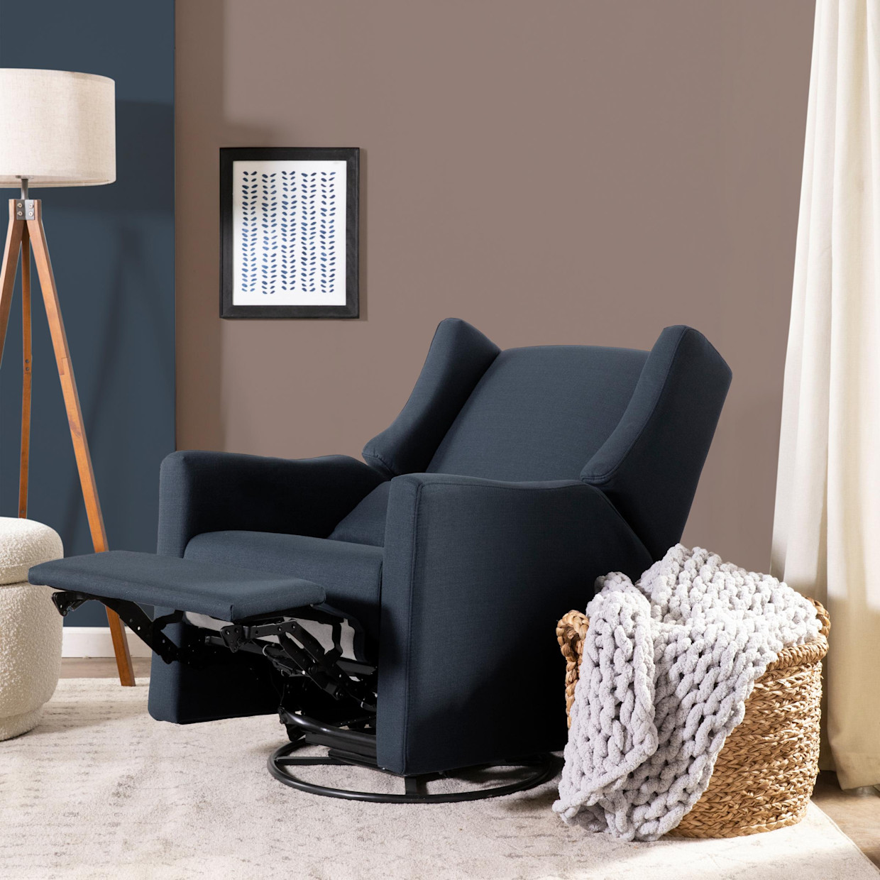 babyletto Kiwi Electronic Recliner and Swivel Glider - Performance Navy Eco Twill.