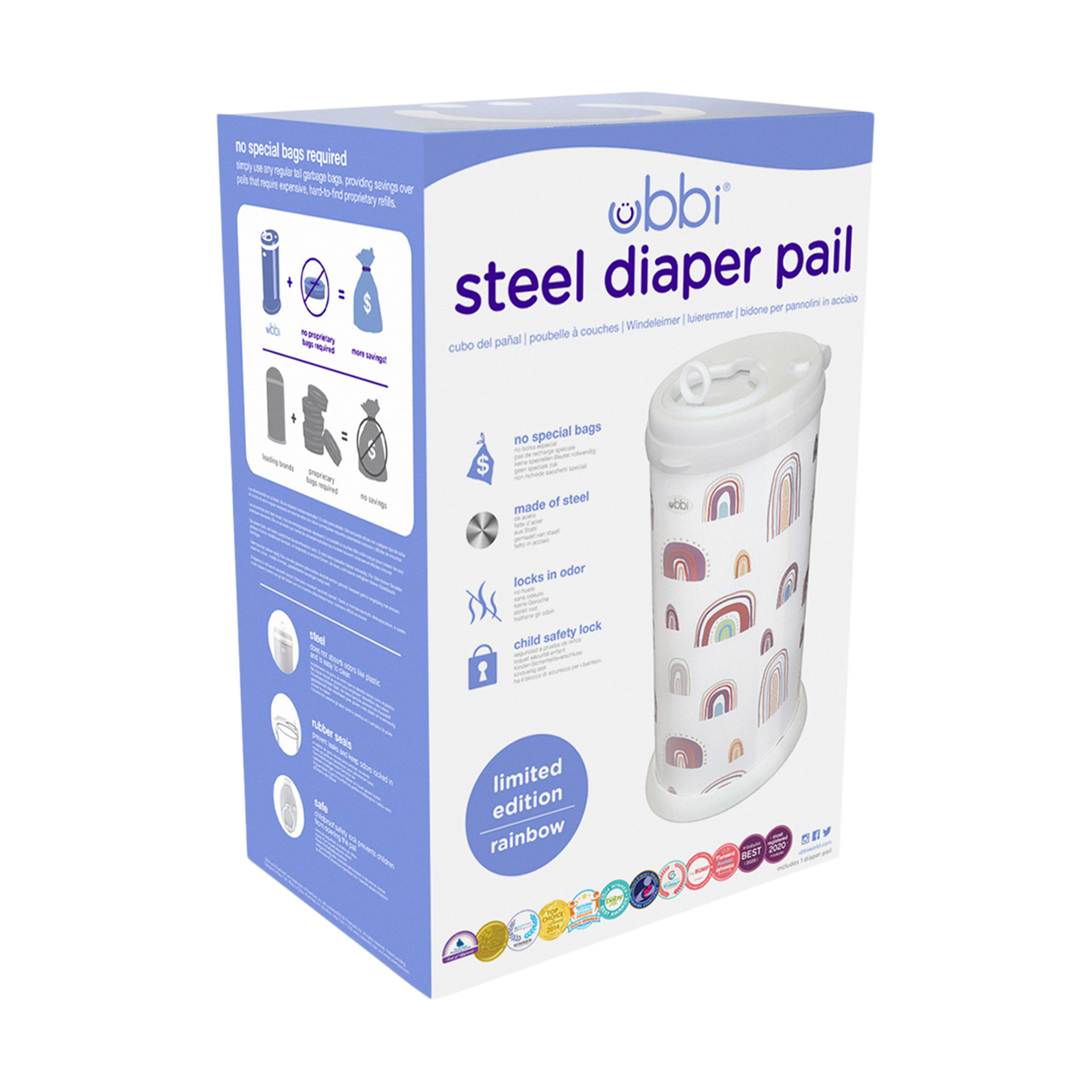 Ubbi Steel Diaper Pail Rainbow Babylist Shop