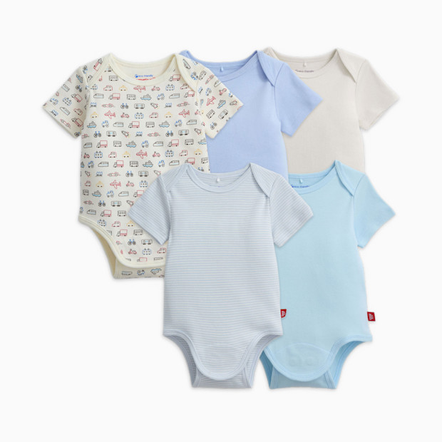 Magnetic Me Organic Cotton Magnetic Bodysuit 5 Pack Bundle - Blue Assorted, 0-3 M.