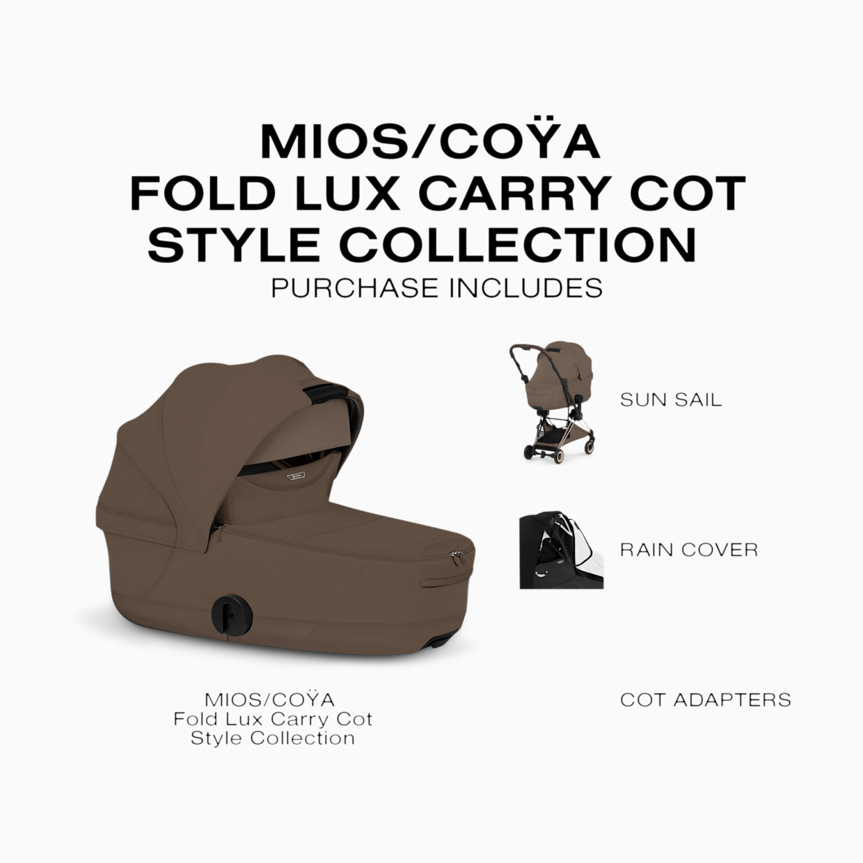 Cybex MIOS/COYA Fold Lux Carry Cot Style Collection - Coconut Brown.