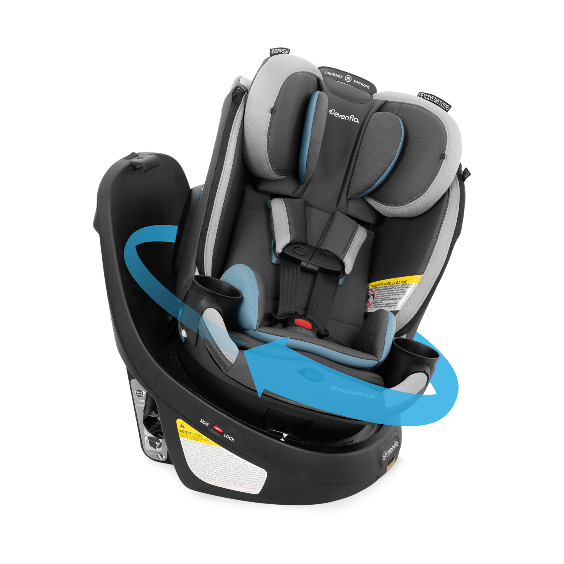 Evenflo Revolve360 Slim 2-in-1 Rotational Car Seat with Quick Clean Cover - Stow Blue.