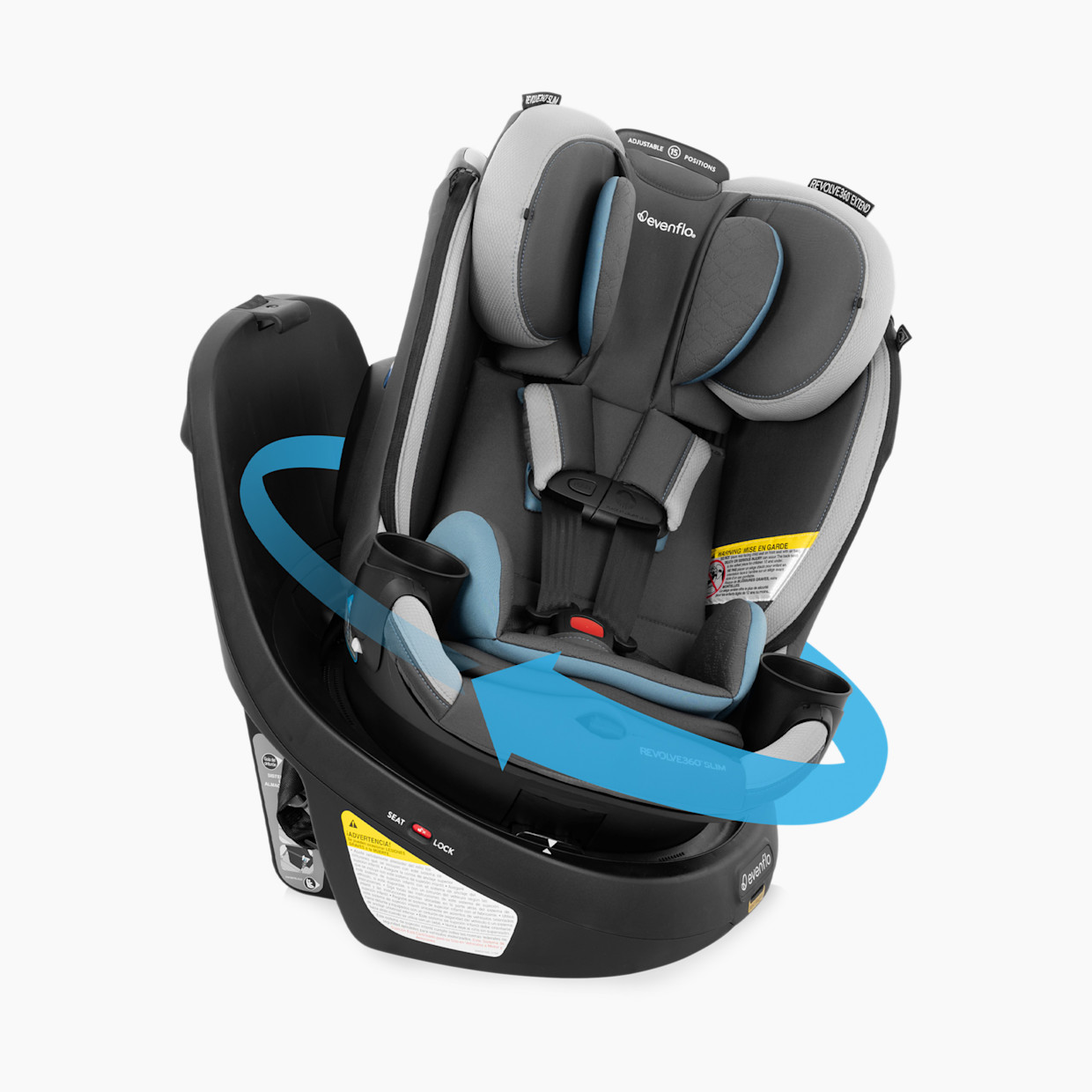 Evenflo Revolve360 Slim 2-in-1 Rotational Car Seat with Quick Clean Cover - Stow Blue.