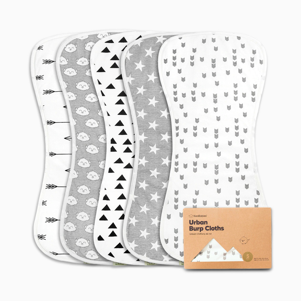 KeaBabies Urban Burp Cloths (5 Pack) - Grayscape.