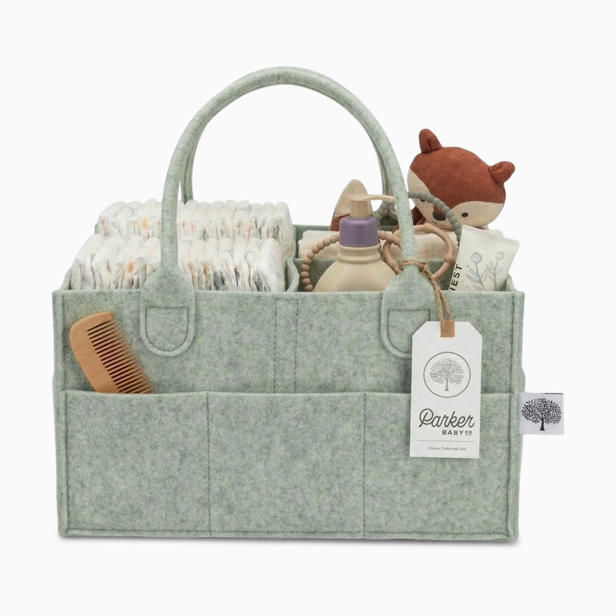 Parker Baby Co. Diaper Caddy - Sage Green, Regular.