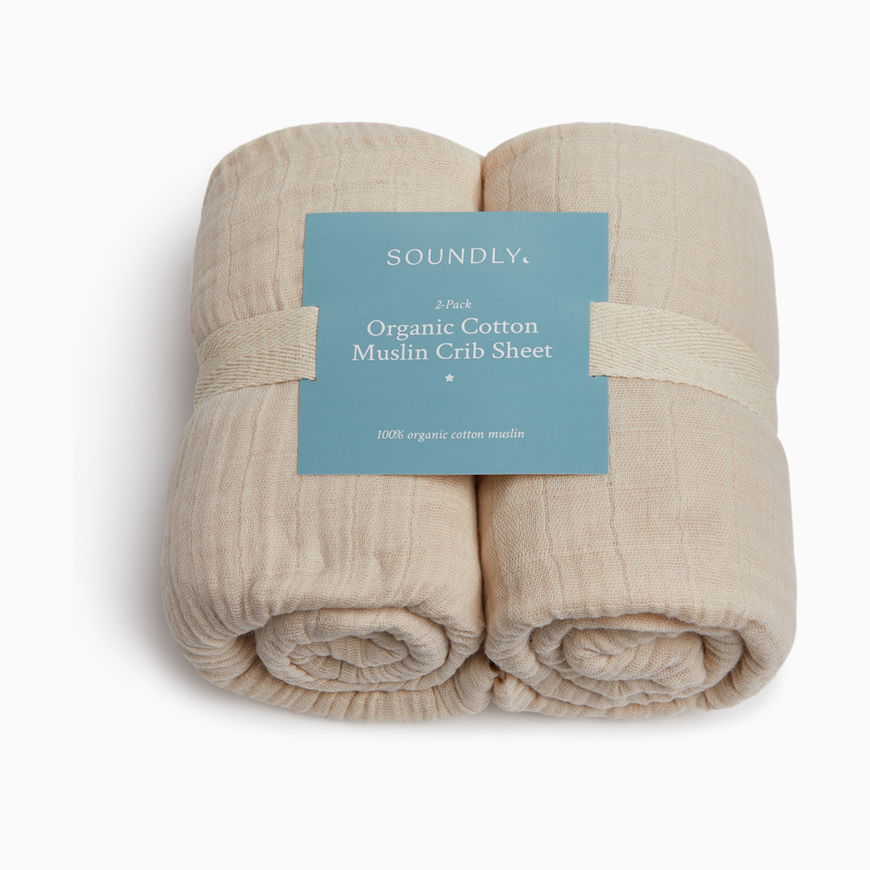 Soundly Organic Cotton Muslin Crib Sheet (2 Pack) - Ecru.