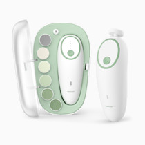 Momcozy Baby Nail File Electric, Gentle Baby Nail Trimmer Electric, Baby Nail Clipper with Night Light, 7 Grinding Head Replacement Pads, Green