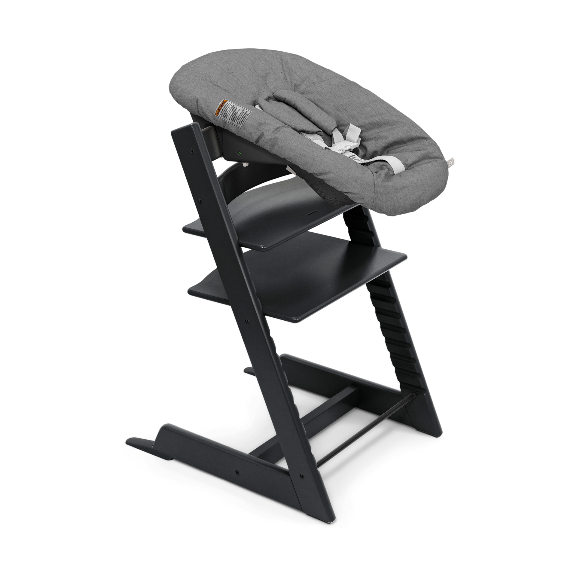 Stokke Tripp Trapp High Chair Complete² + Newborn Set - Black/Nordic Cushion/Black Tray/Anthracite Newborn Set.