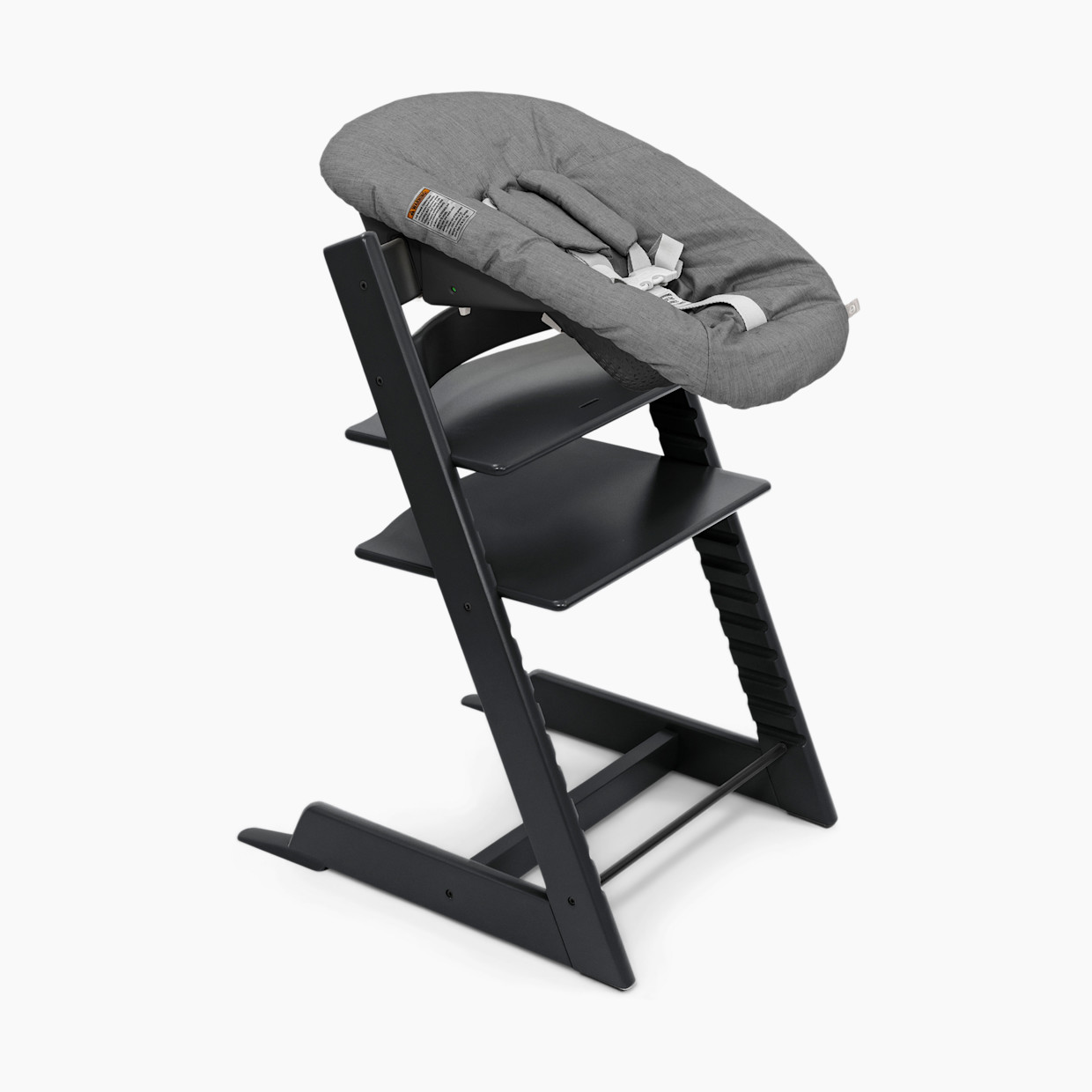 Stokke Tripp Trapp High Chair Complete² + Newborn Set - Black/Nordic Cushion/Black Tray/Anthracite Newborn Set.