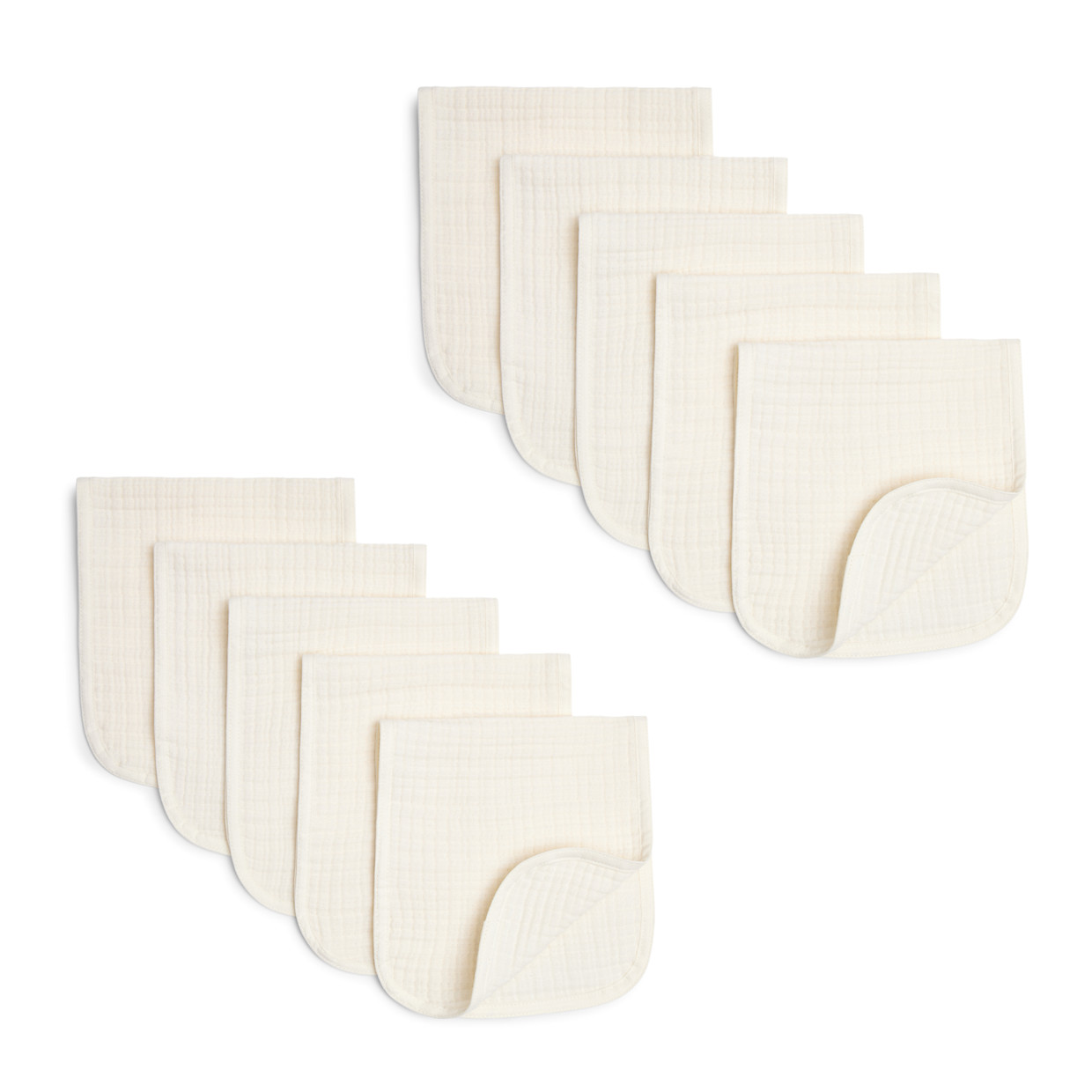 Small Story Organic Cotton Muslin Burp Cloths Multipack - White, 10.