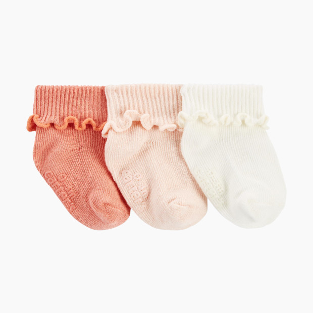 Carter's 3-Pack Ribbed Booties - Pink, 3-12.