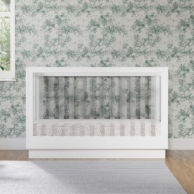 babyletto Harlow Acrylic 3-in-1 Convertible Crib with Toddler Bed Conversion Kit.