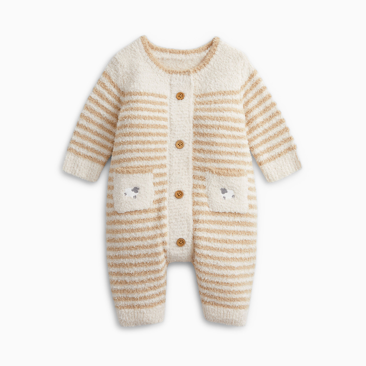 Magnetic Me Chenille Magnetic Romper - Cream, 0-3 M.