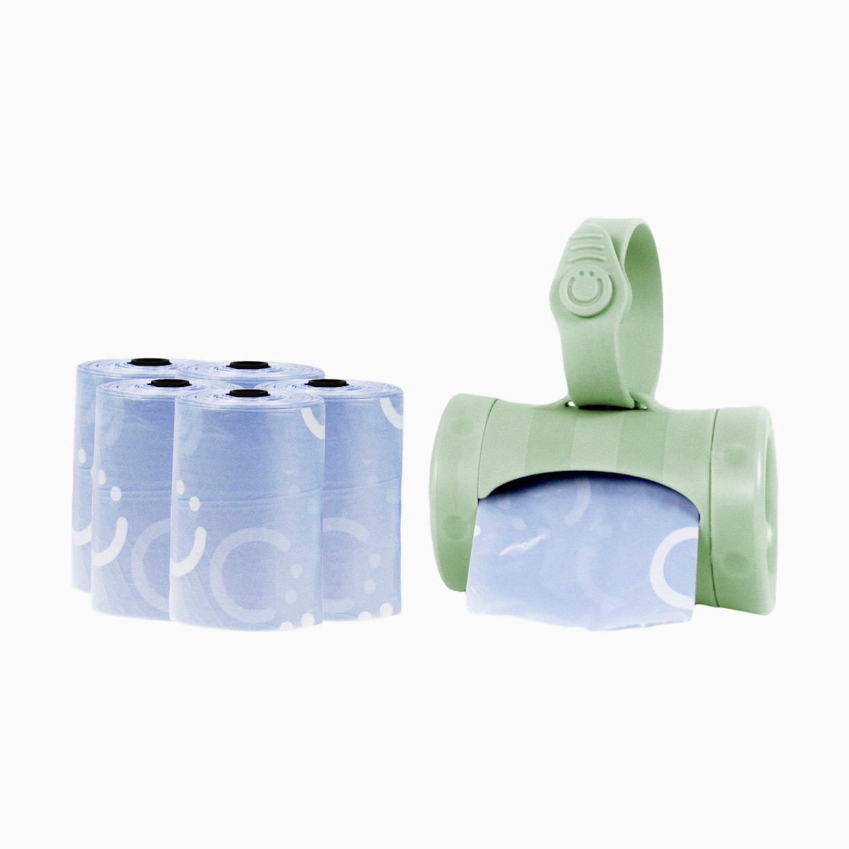 Ubbi On-The-Go Bag Dispenser & 5 Bag Refills Bundle - Sage, Lavender Scented -Bags.