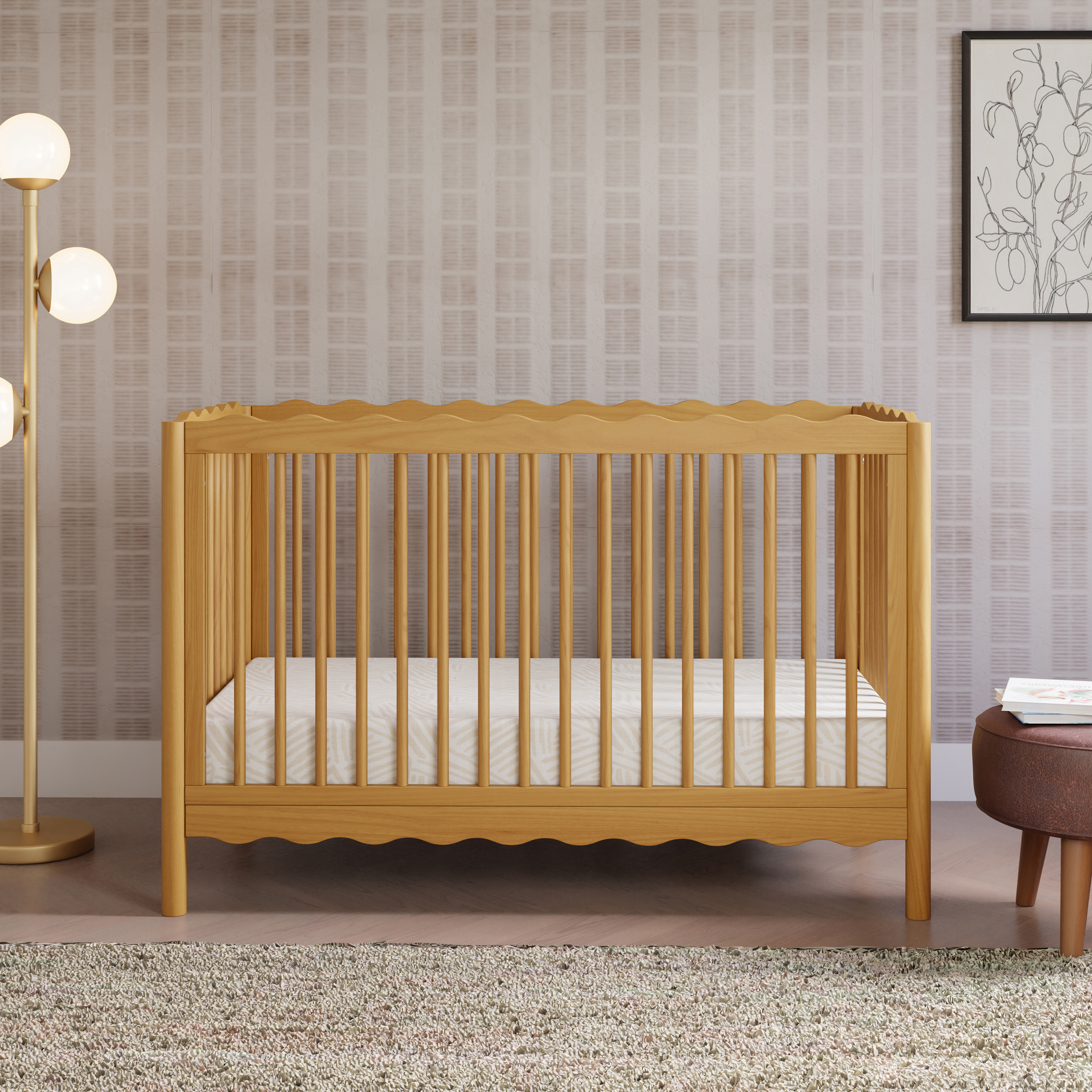 babyletto Swell 4-in-1 Convertible Crib with Conversion Kit - Honey.