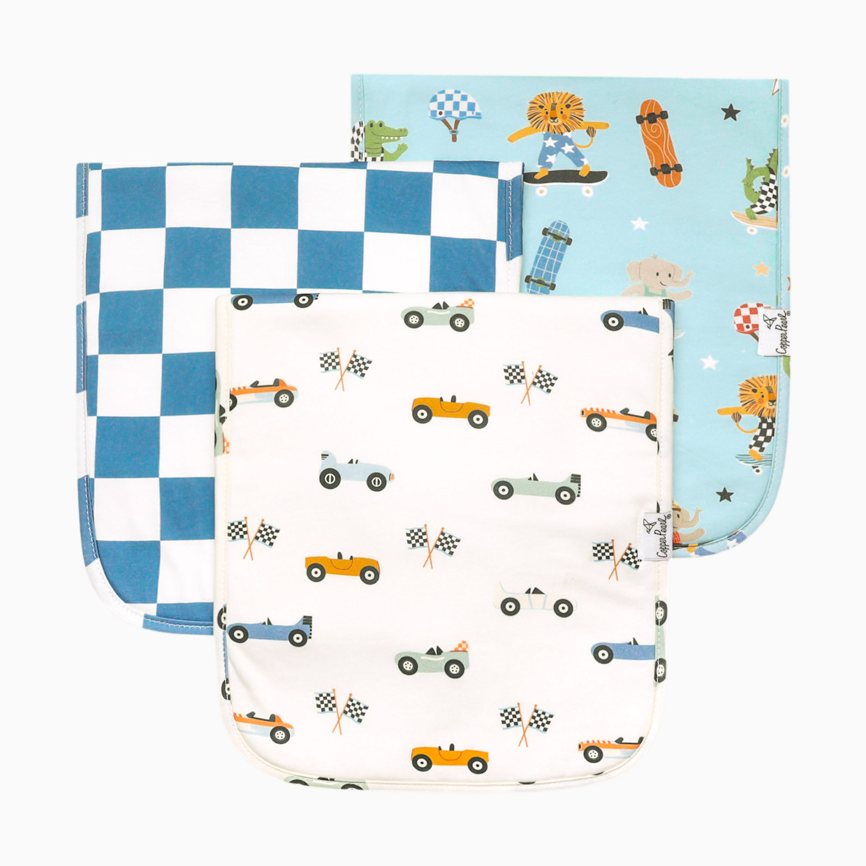 Copper Pearl Printed Burp Cloth Set - Speedster.