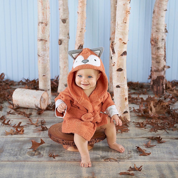 Baby Aspen "Rub-A-Dub" Fox Robe - 0-9 Months.