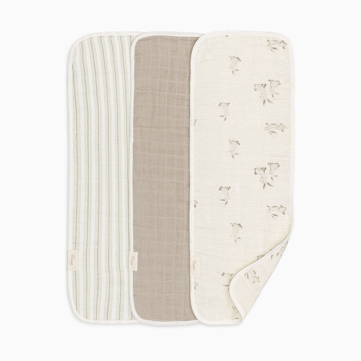 Crane Baby Avery Organic Cotton 3-pc. Burp Cloth Set - Bunny.
