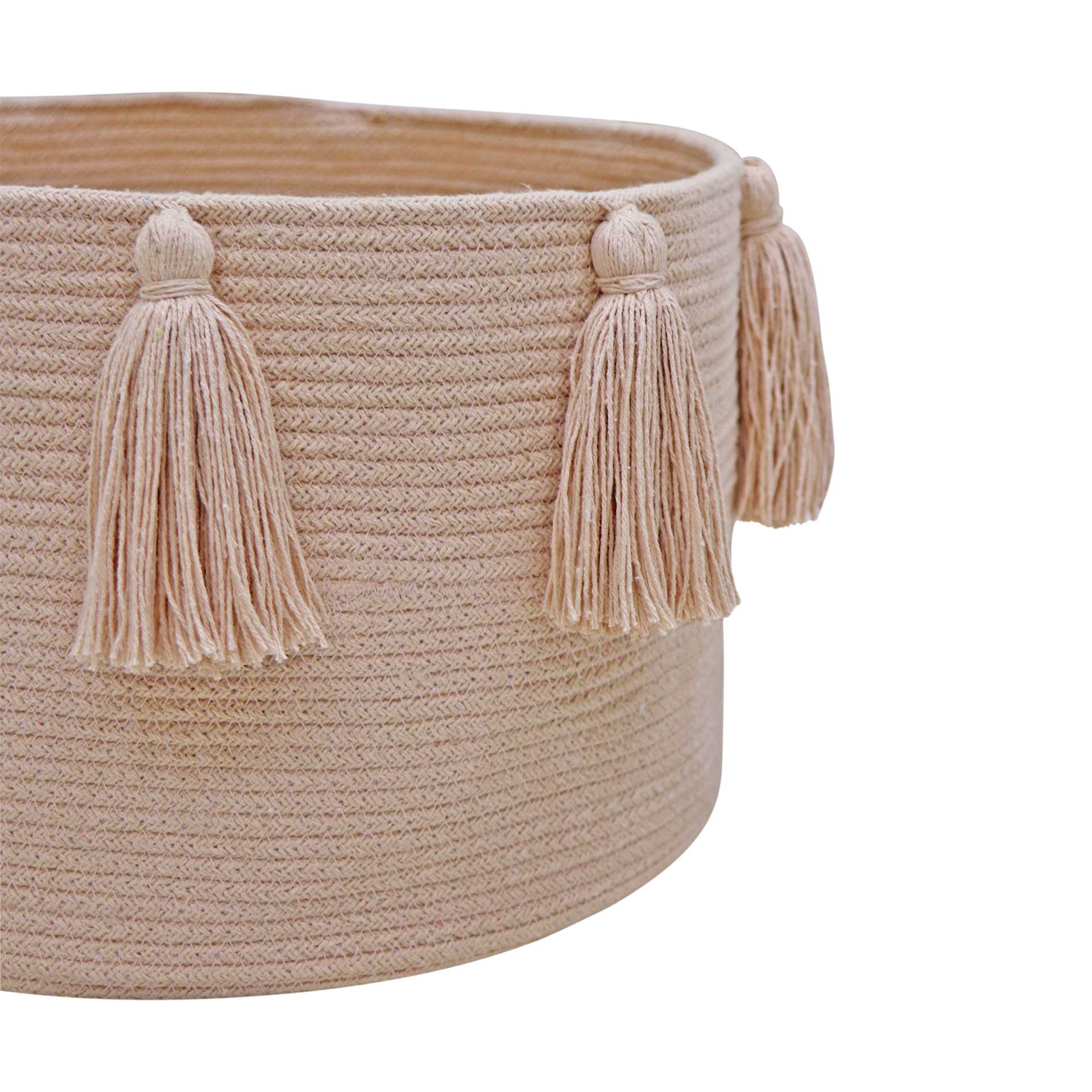 Lorena Canals Cotton Tassel Basket - Rose.