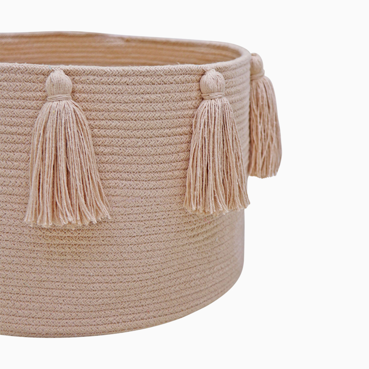 Lorena Canals Cotton Tassel Basket - Rose.