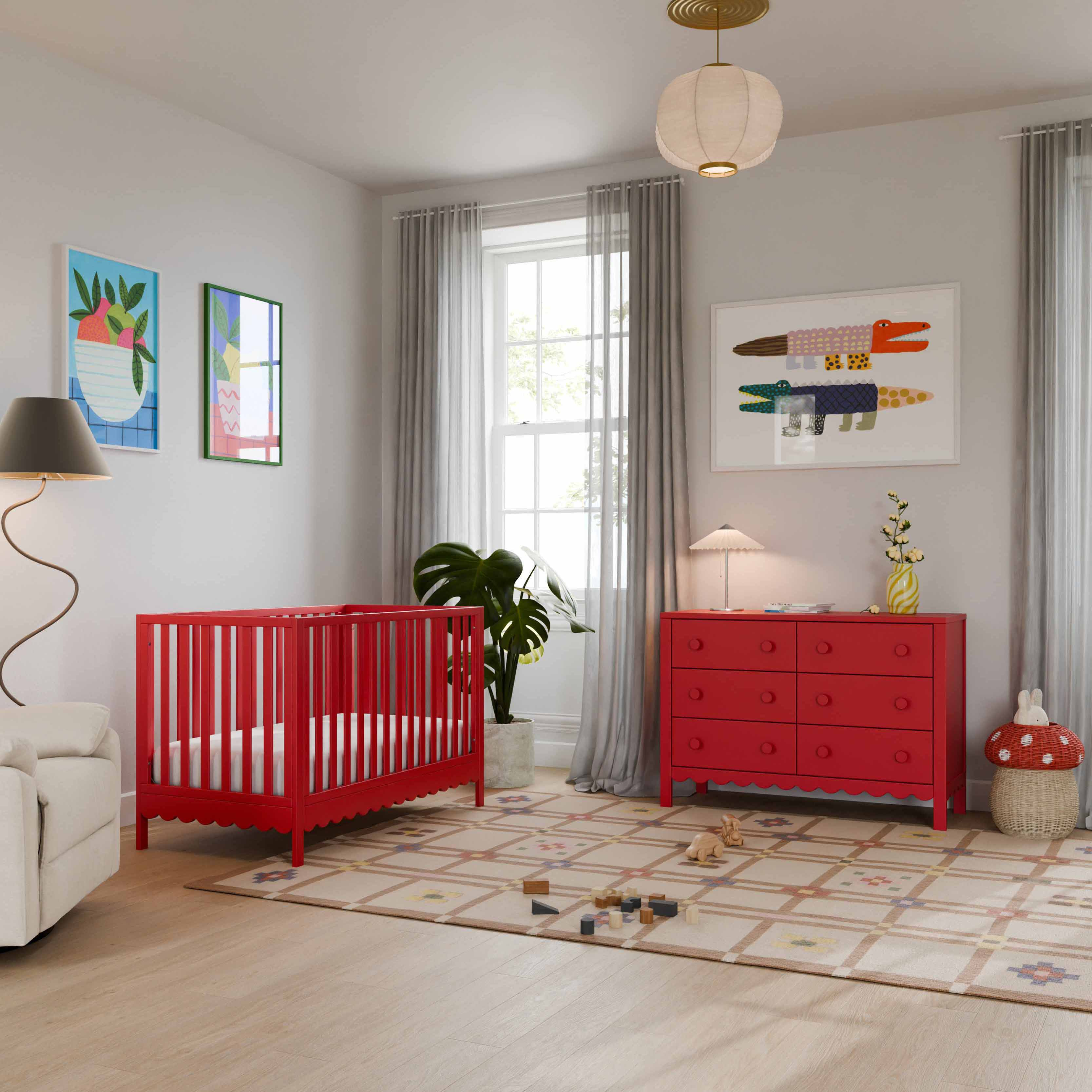 daVinci Sammy Scallop 4in1 Convertible Crib Strawberry Red