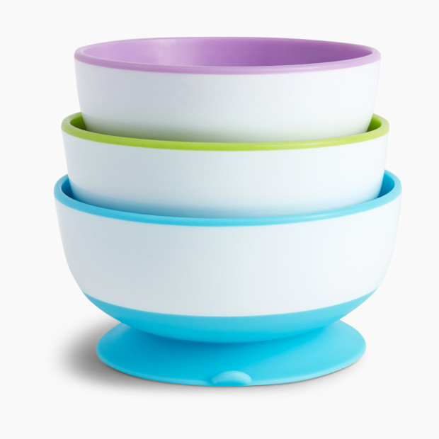 Munchkin Stay Put Suction Bowls (3 Pack) - Purple/Green/Blue.
