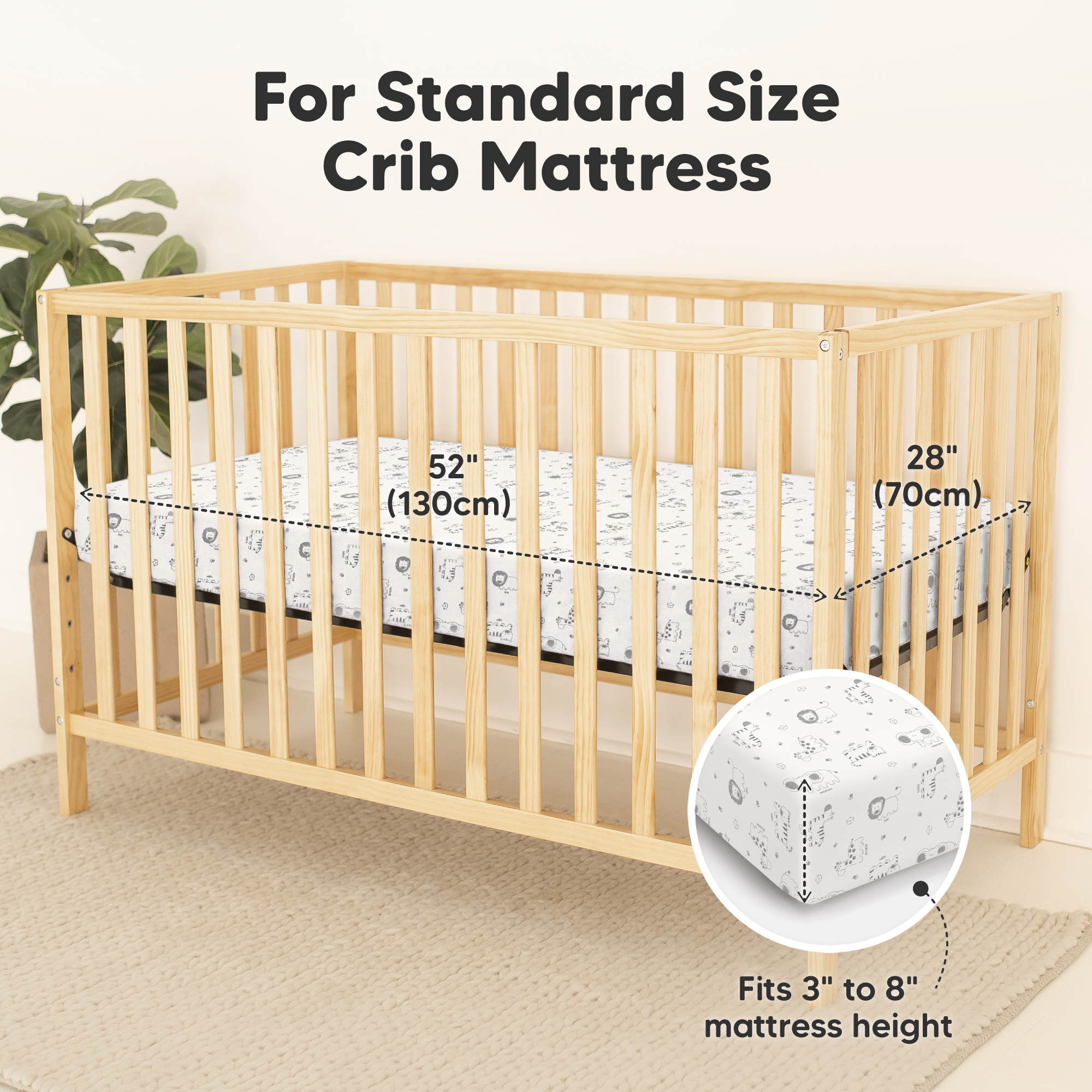 KeaBabies 2-Pack Isla (Protect+) Waterproof Crib Sheets - Kea Safari.