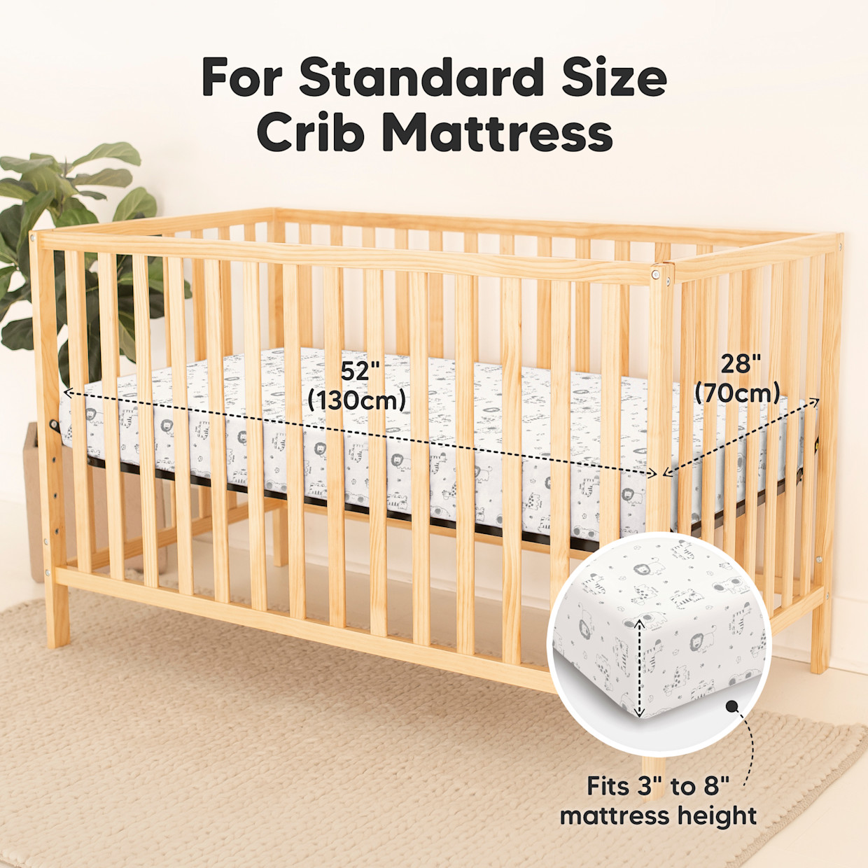 KeaBabies 2-Pack Isla (Protect+) Waterproof Crib Sheets - Kea Safari.