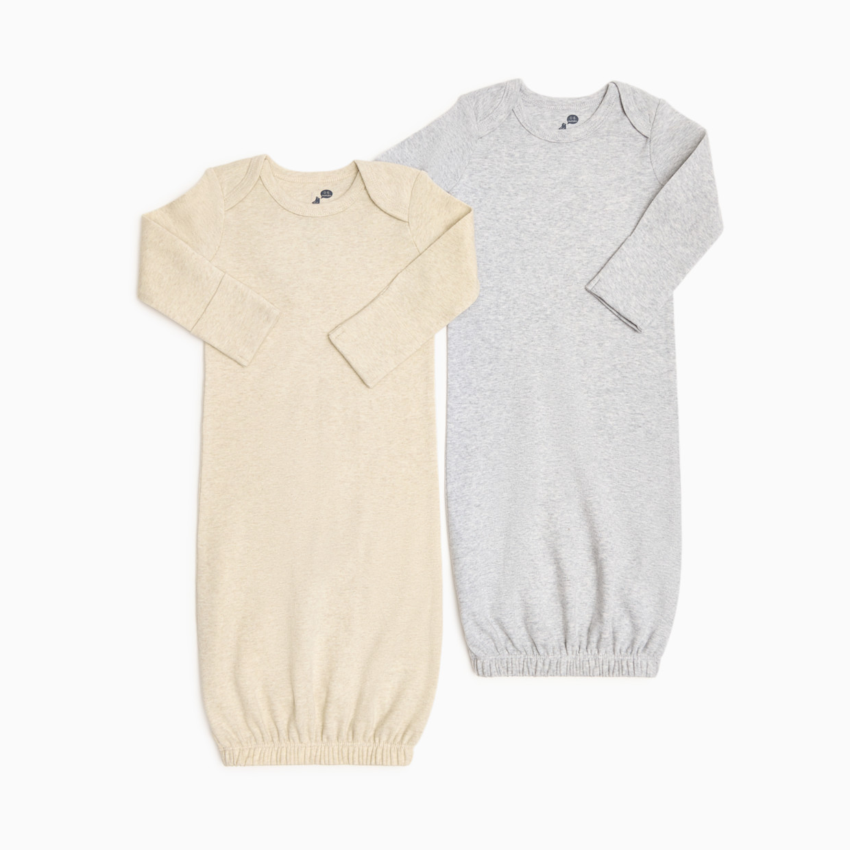 Small Story Organic Cotton Solid Gowns (2 Pack) - Heather Gray & Oatmeal Heather, 0-6 M.
