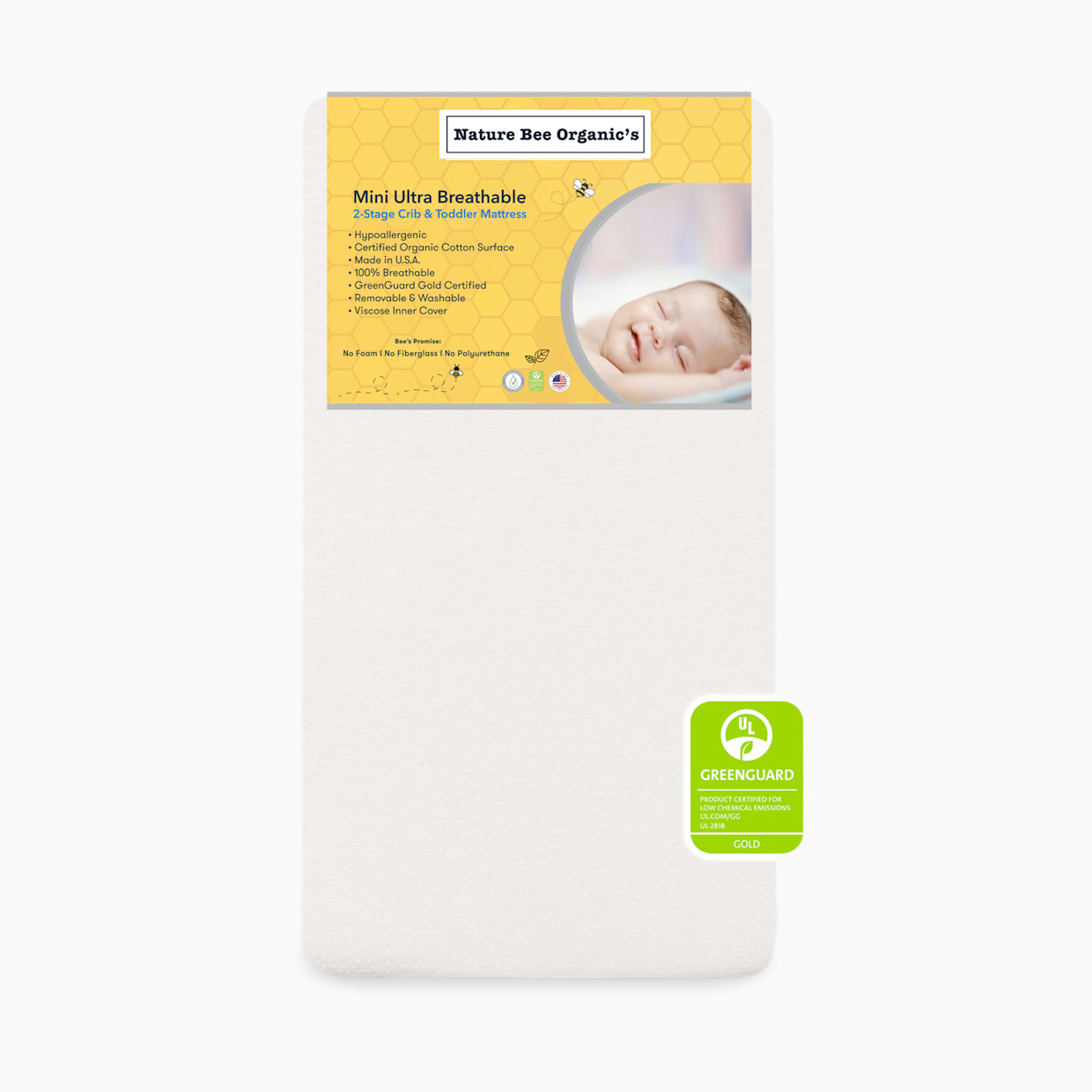 Nature Bee Organic's Mini Crib Size 2-Stage Mattress - Organic White.