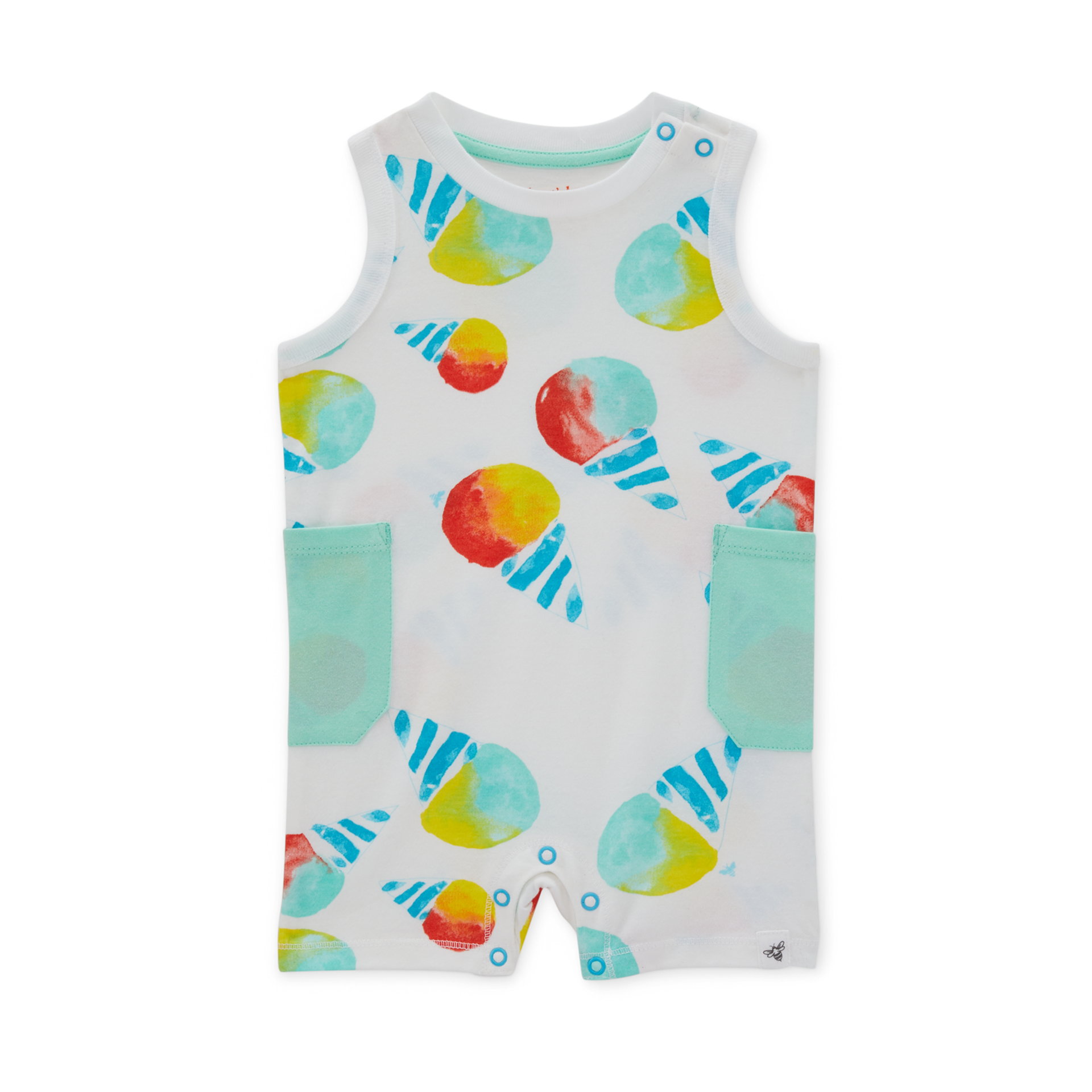 Burt's Bees Baby Check Romper Organic Cotton Shortall Blue, 36