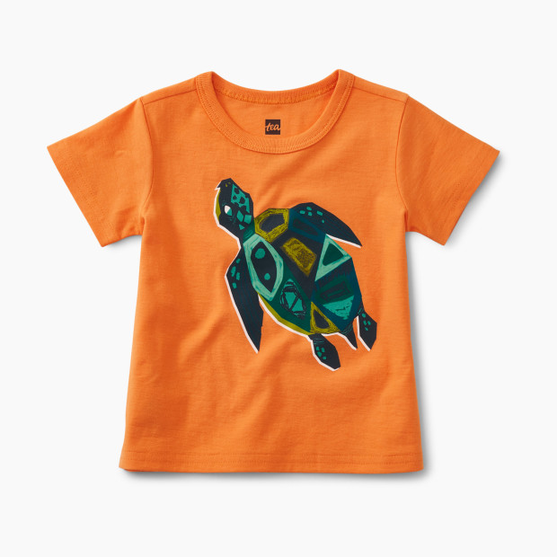 Tea Collection Sacred Turtle Graphic Tee - Goldfish, 3-6 Months.