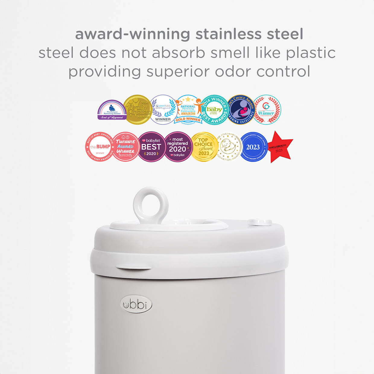 Ubbi Ubbi x Babylist Matte Steel Diaper Pail - Matte Gray.