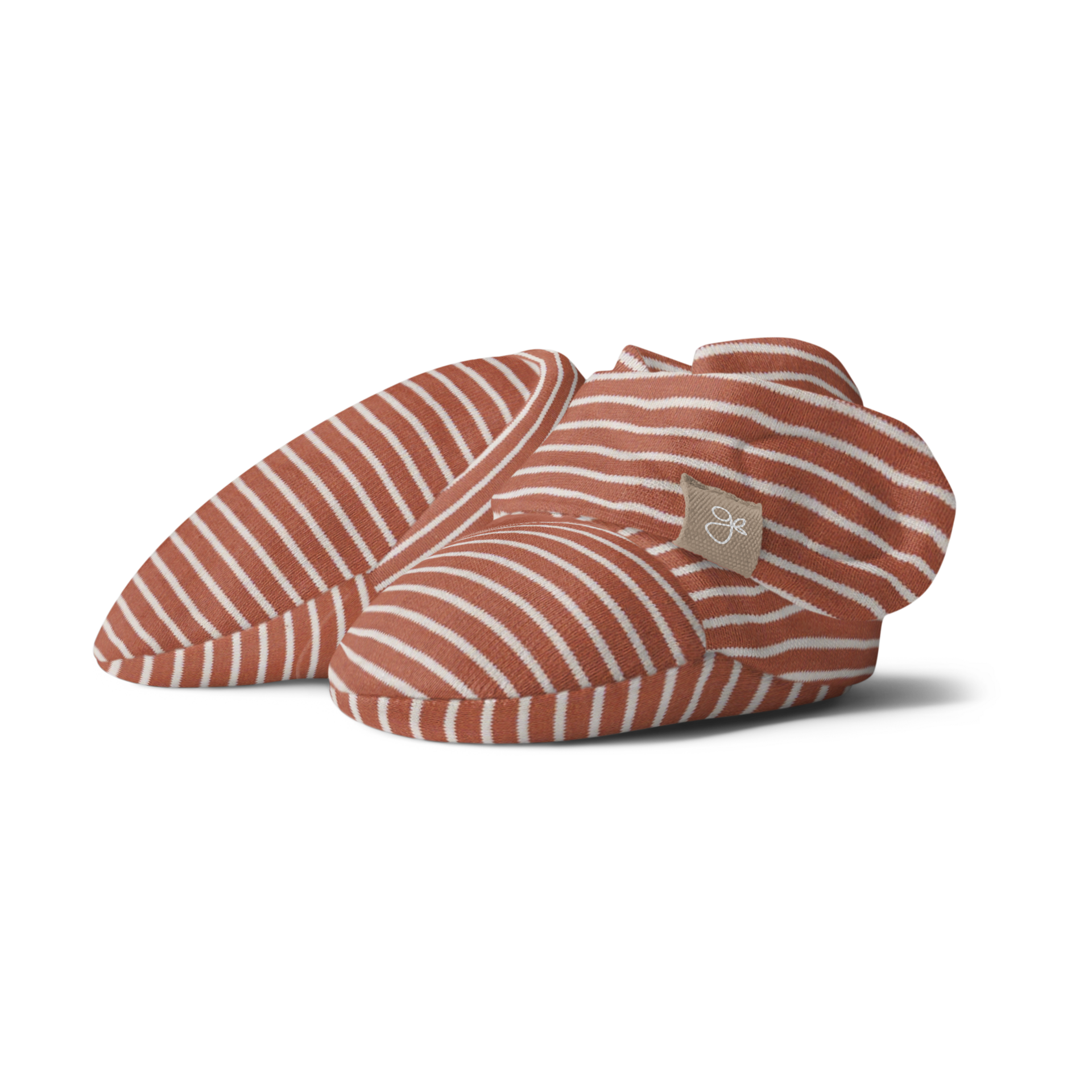 Goumi Kids Stay-On Baby Booties (2 pack) - Clay Stripe + Cloud, 0-3 Months.