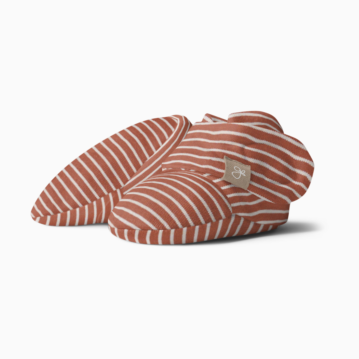 Goumi Kids Stay-On Baby Booties (2 pack) - Clay Stripe + Cloud, 0-3 Months.