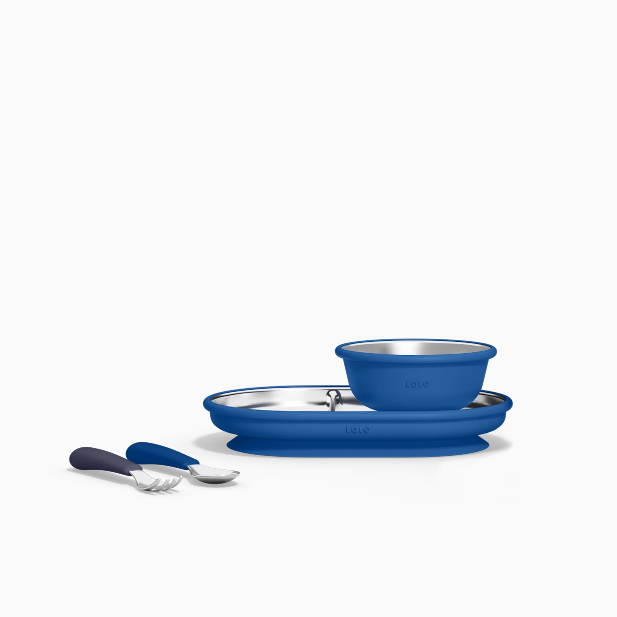 Lalo Stainless Mealtime Essentials - 4pc Set - Blue Raspberry.