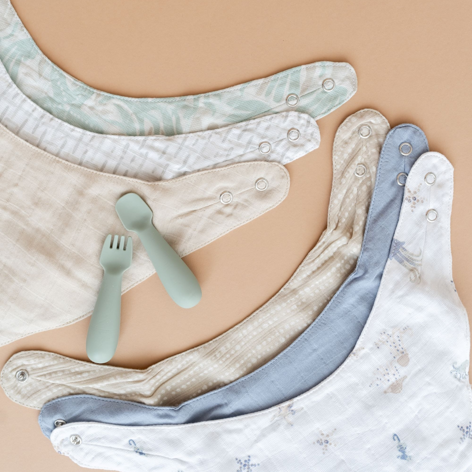 Crane Baby Cotton 4 Layer Muslin Bib Set (3 Pack) - Cove Sea Life.