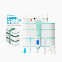 Frida Baby Mobile Medicine Cabinet Travel Kit, Baby Essentials Gift Set Includes NoseFrida Snotsucker, Rectal Thermometer, MediFrida Medicine Dispenser with Portable Carrying Case