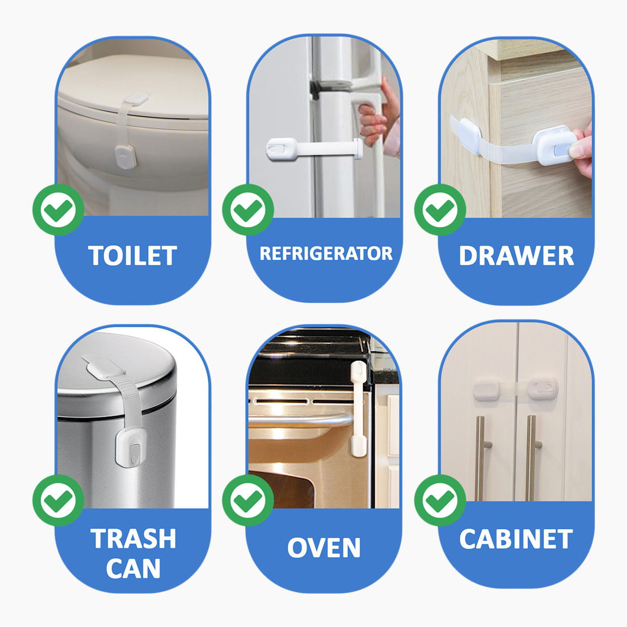 Jool Baby Multi-Purpose Adhesive Child Safety Strap Locks - White, 8.