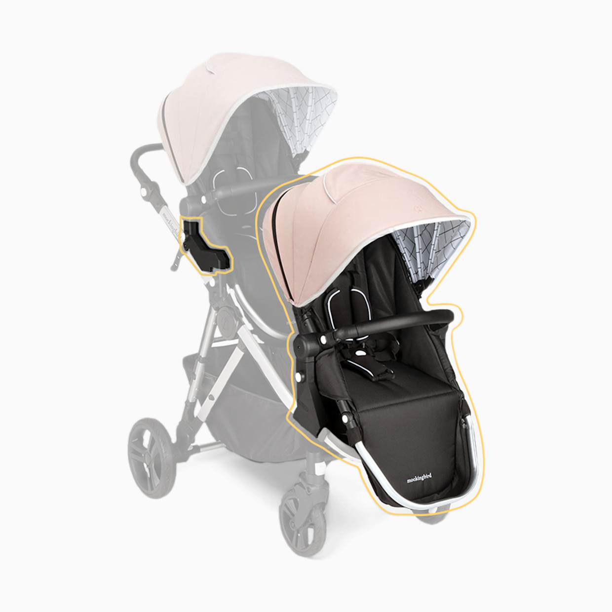 Mockingbird 2nd Seat Kit 2.0 - Bloom/Windowpane Canopy With Black Leather (2020).