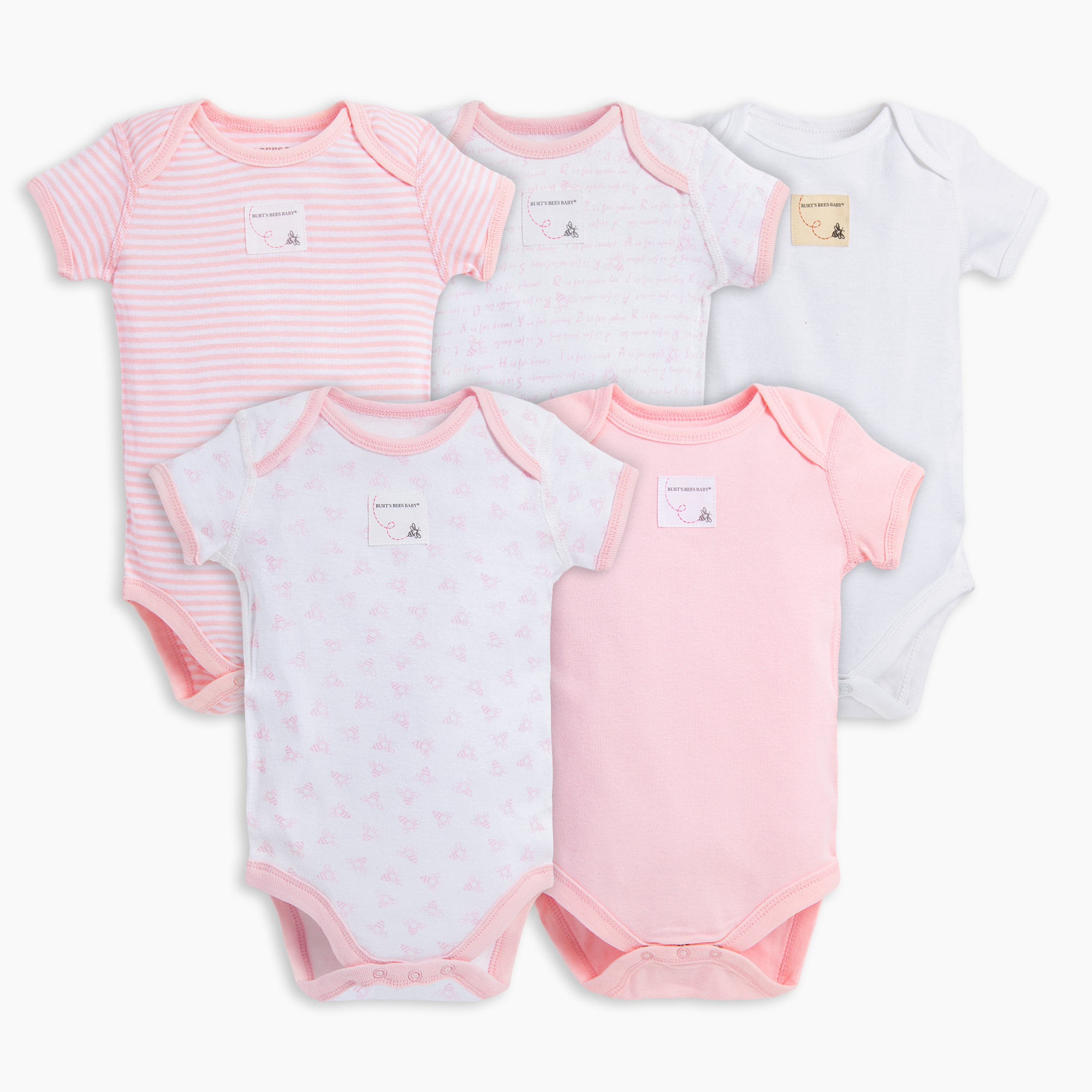 BURTS BEES KIDS UNDERBEES 3 Cami Bodysuits. Pink, Grey, White. 24 Months.  NEW.