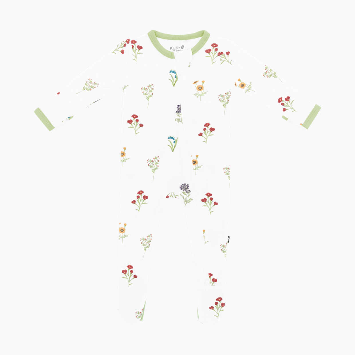 Kyte Baby Printed Zipper Footie - Wildflower, 3 -6 M.