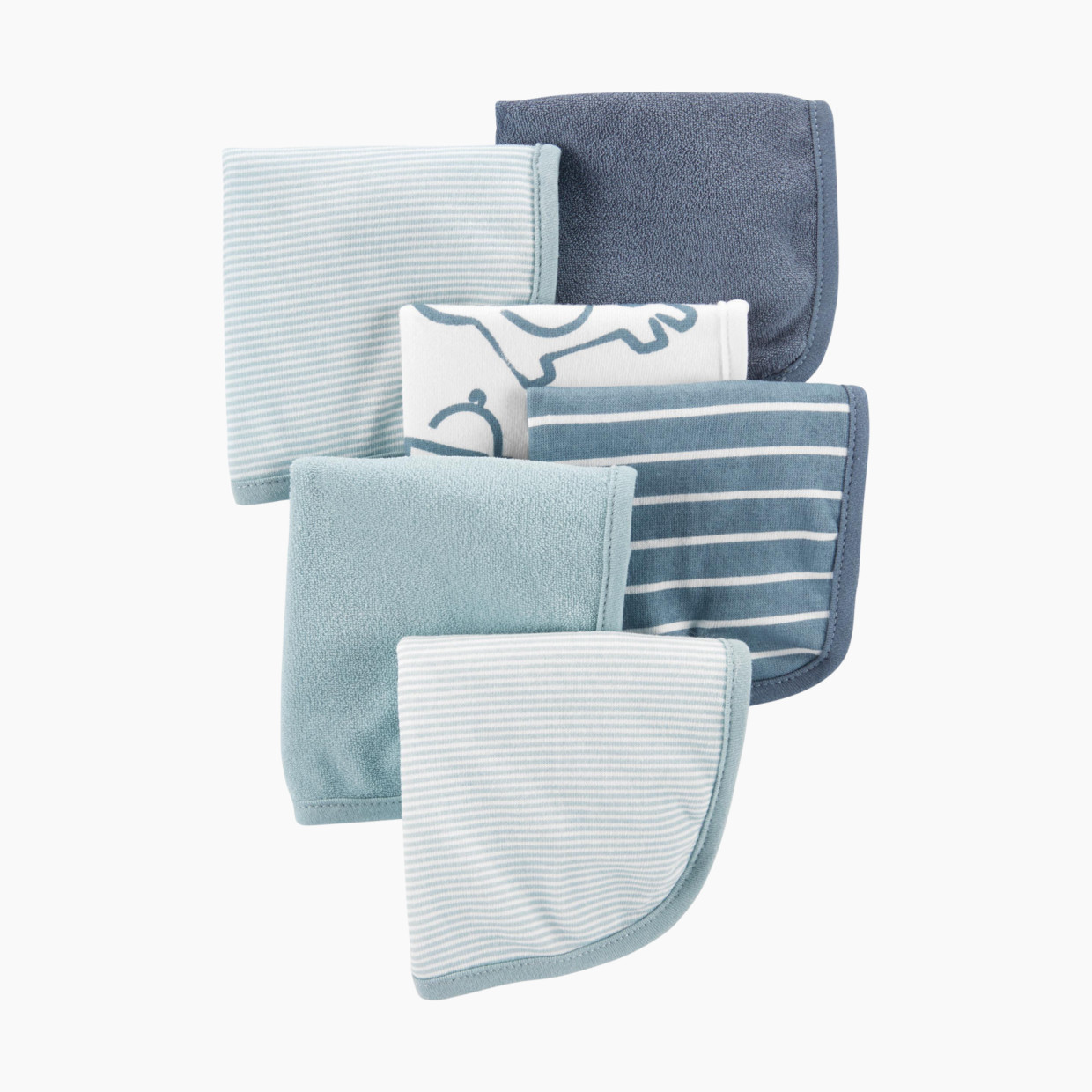 Carter's Wash Cloths (6 Pack) - Animals/Blue Stripes.