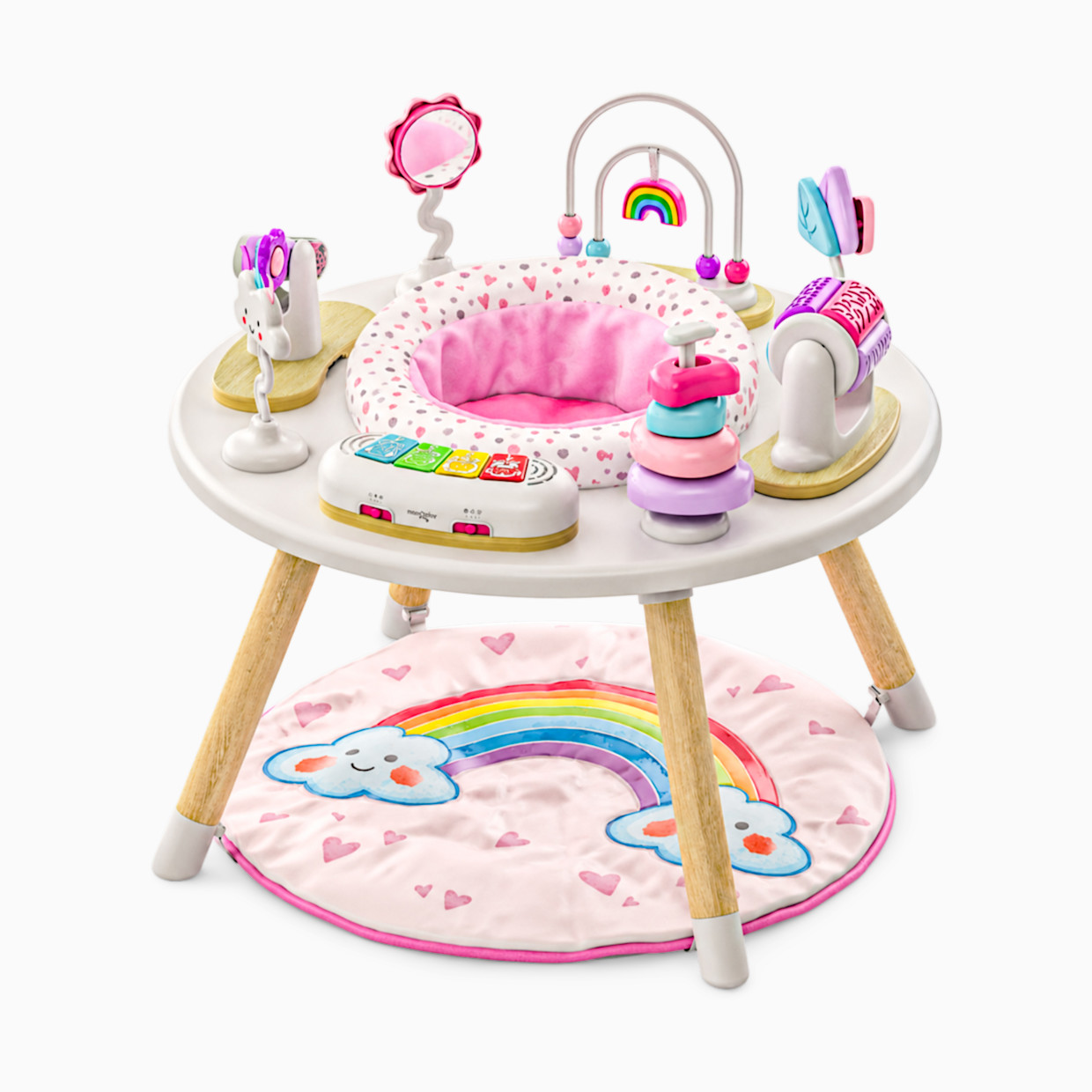 Move2Play 4-in-1 Montessori Inspired Wooden Activity Center & Table - Rainbow.